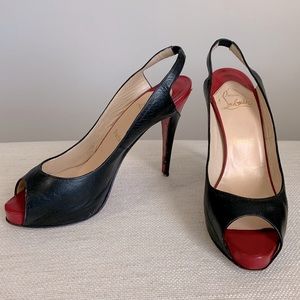 Christian Louboutin Black Peeptoe Herls Size 39.5